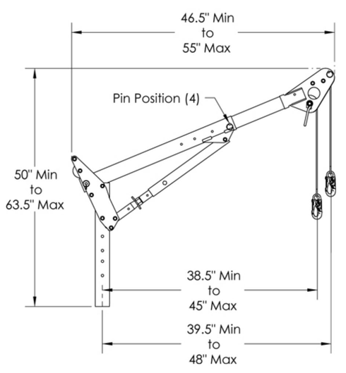 Two-Piece Adjustable Upper Mast Honeywell DuraHoist™  drawing