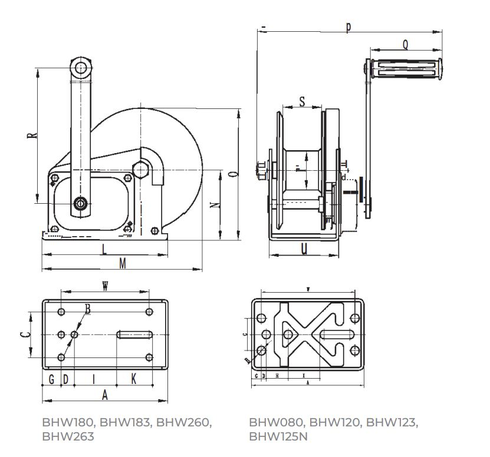 Brake winch Pacific Hoist diagram and specifications