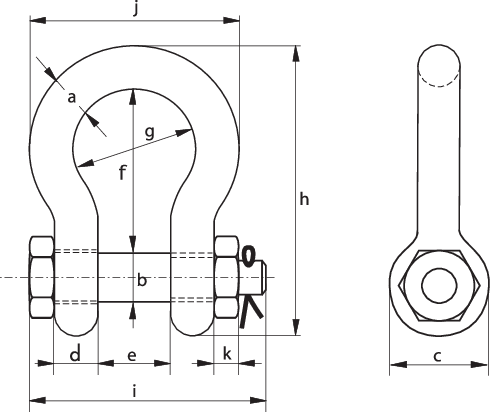 Super Shackle Green Pin® G-5263 specifications drawing